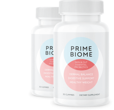 PrimeBiome probiotic gummies two bottle package